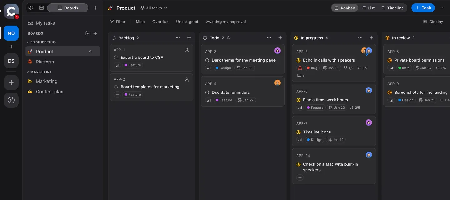 The Product board as a kanban